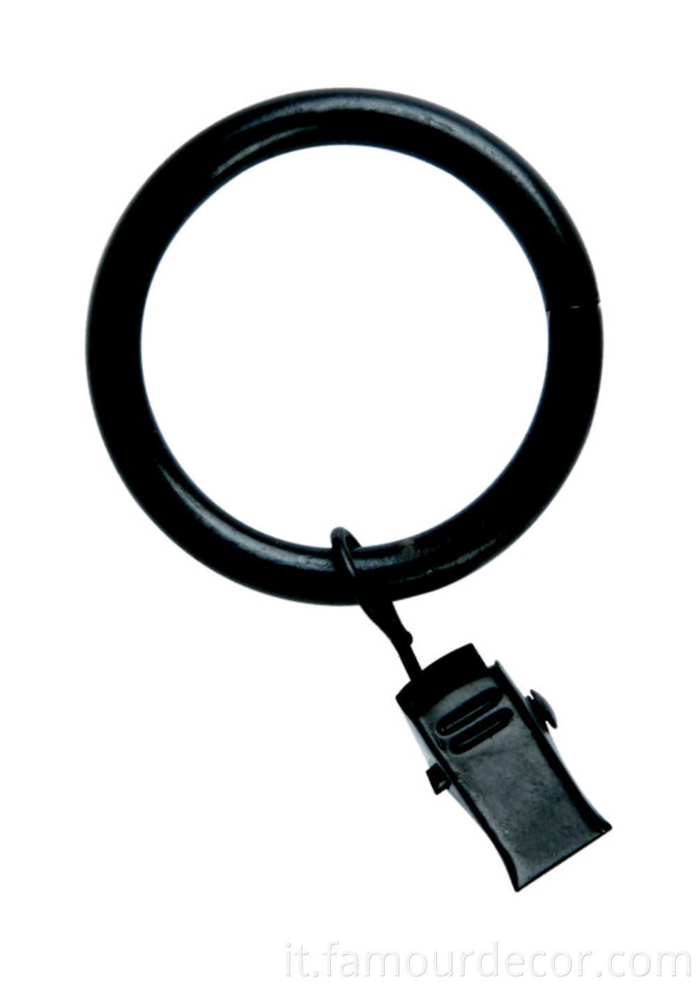 Curtain rod ring with clip